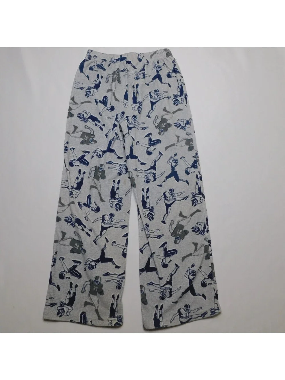 Carters Boys Gray Blue Football Players Fleece Pajama Pants 8